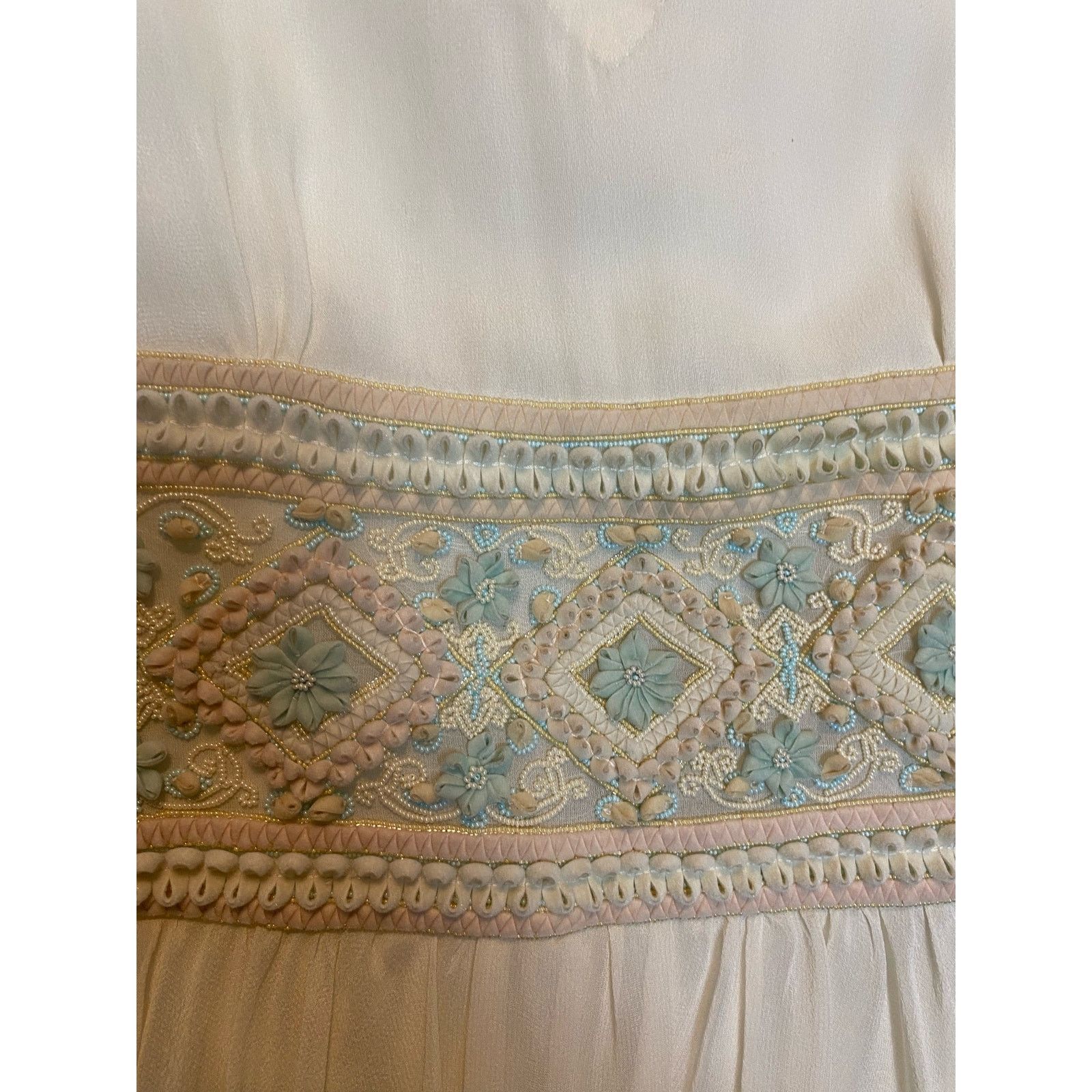 Unknown London Designer Rohit Bal 100% Pure Silk Boho Blouse Small in Ivory Size S / US 4 / IT 40 - 6 Thumbnail