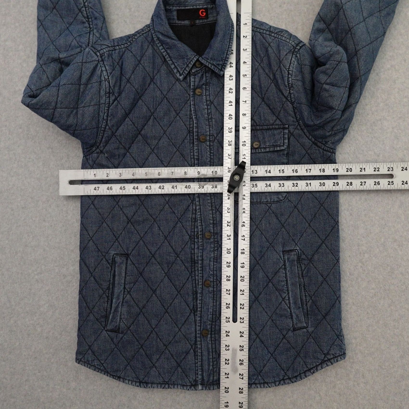 Guess VINTAGE G by Guess Womens Jacket L Blue Pockets Button Snap 19X28 Hearts of Style ?? Size L / US 10 / IT 46 - 3 Thumbnail