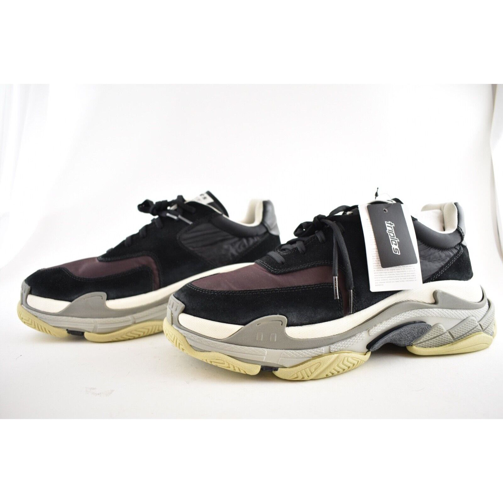 Balenciaga Balenciaga Triple S Mens V2 Black Burgundy Nylon Speed Size US 12 / EU 45 - 7 Thumbnail