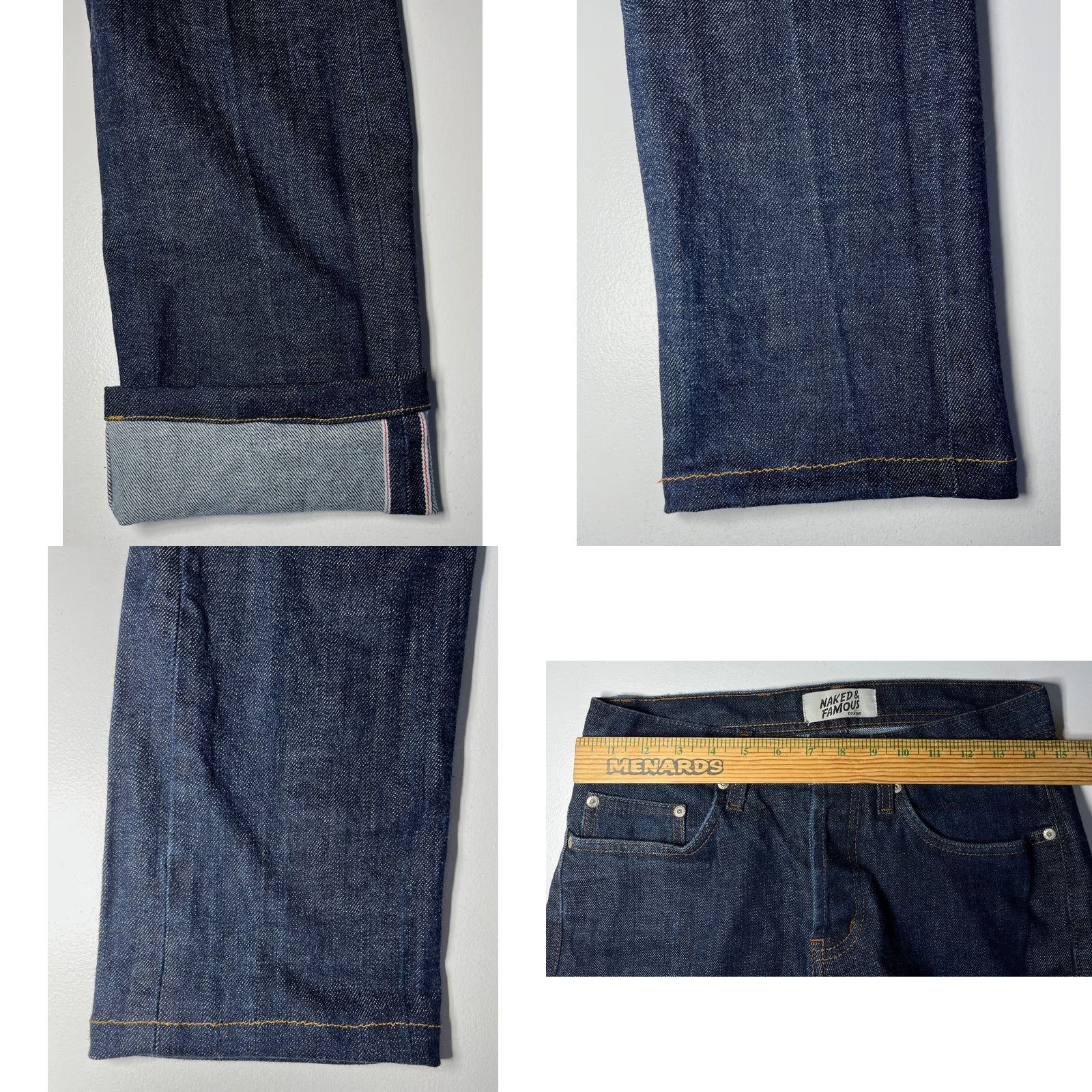 Vintage Naked & Famous Denim Weird Guy Stretch Selvedge Jeans Men’s 30x29 Blue Denim Straight 5-Pocket Authorized Vintage? No - proceed with title only Size US 30 / EU 46 - 9 Thumbnail