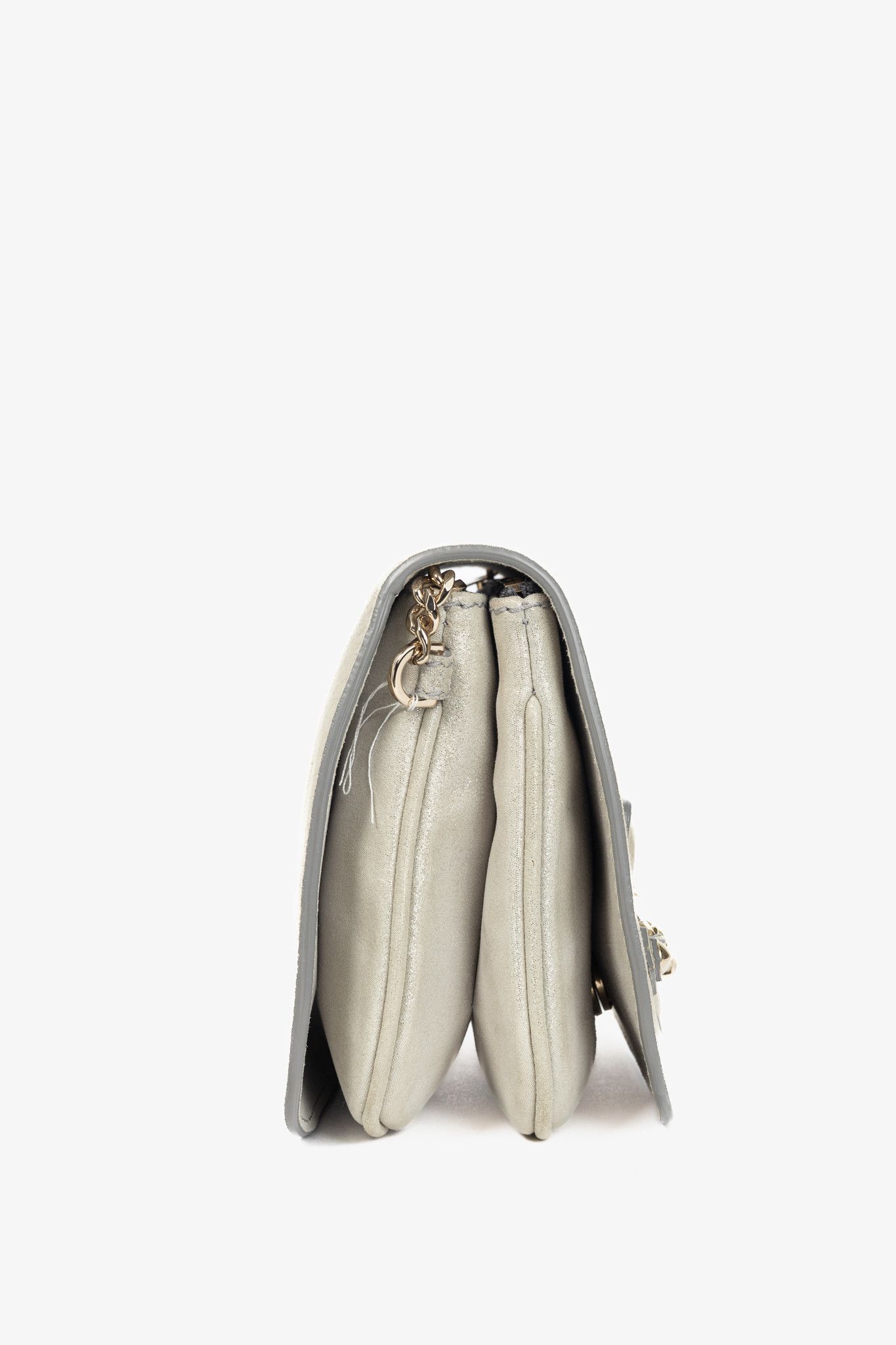 Jimmy Choo Jimmy Choo Shadow Silver Shimmer Leather Flap Crossbody Size ONE SIZE - 3 Thumbnail
