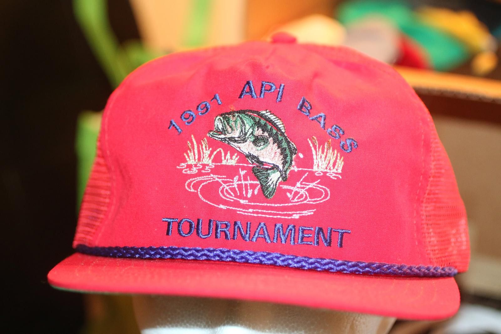 Bass Vintage 1991 API Bass Tournament Trucker Hat Rope Snapback Size ONE SIZE - 1 Thumbnail
