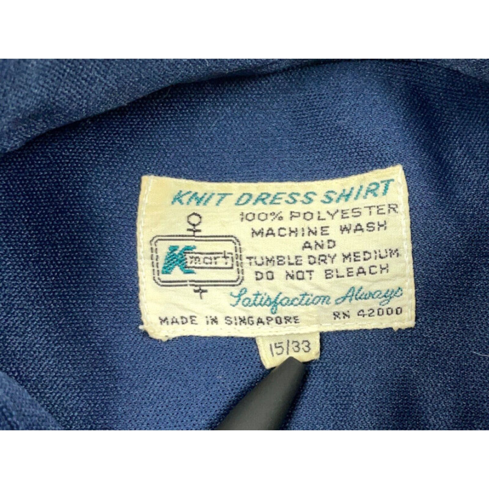 Vintage VINTAGE 80s Mod Style Dark Blue Knit Button-Up Shirt Adult 15 / 33 K-mart Button-Front Solid Long Sleeve Collared Casual Mens Size US M / EU 48-50 / 2 - 5 Thumbnail