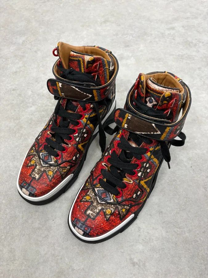 Givenchy AW2015 Givenchy Persan Red Mozaic High Leather Tyson Sneakers by Riccardo Tisci Size US 7 / EU 40 - 3 Thumbnail