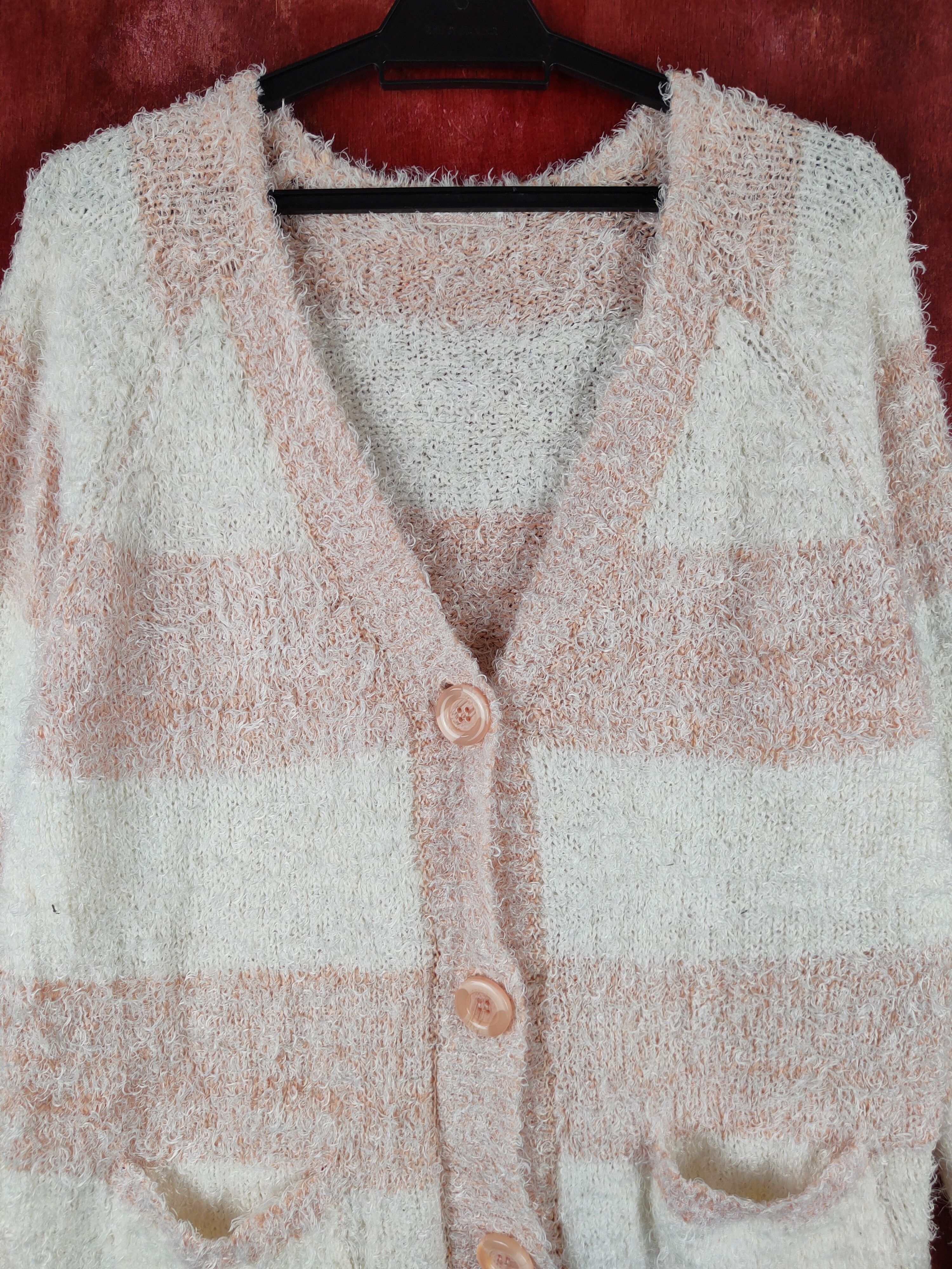 Homespun Knitwear Noble Goton Cream Fur Mohair Knitwear Cardigan #S1982 Size L / US 10 / IT 46 - 2 Thumbnail
