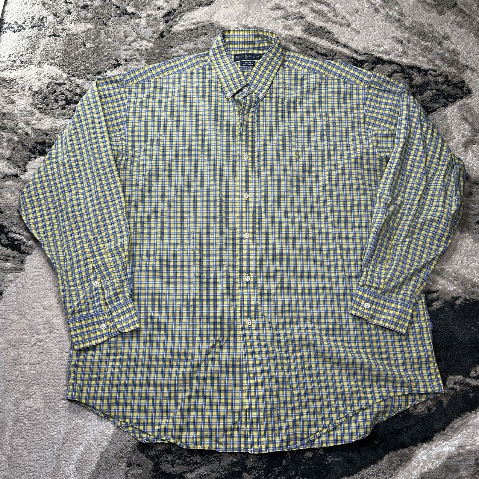Lauren Ralph Lauren Polo Ralph Lauren Mens Medium Blake Cotton Yellow Plaid Size US XL / EU 56 / 4 - 1 Thumbnail