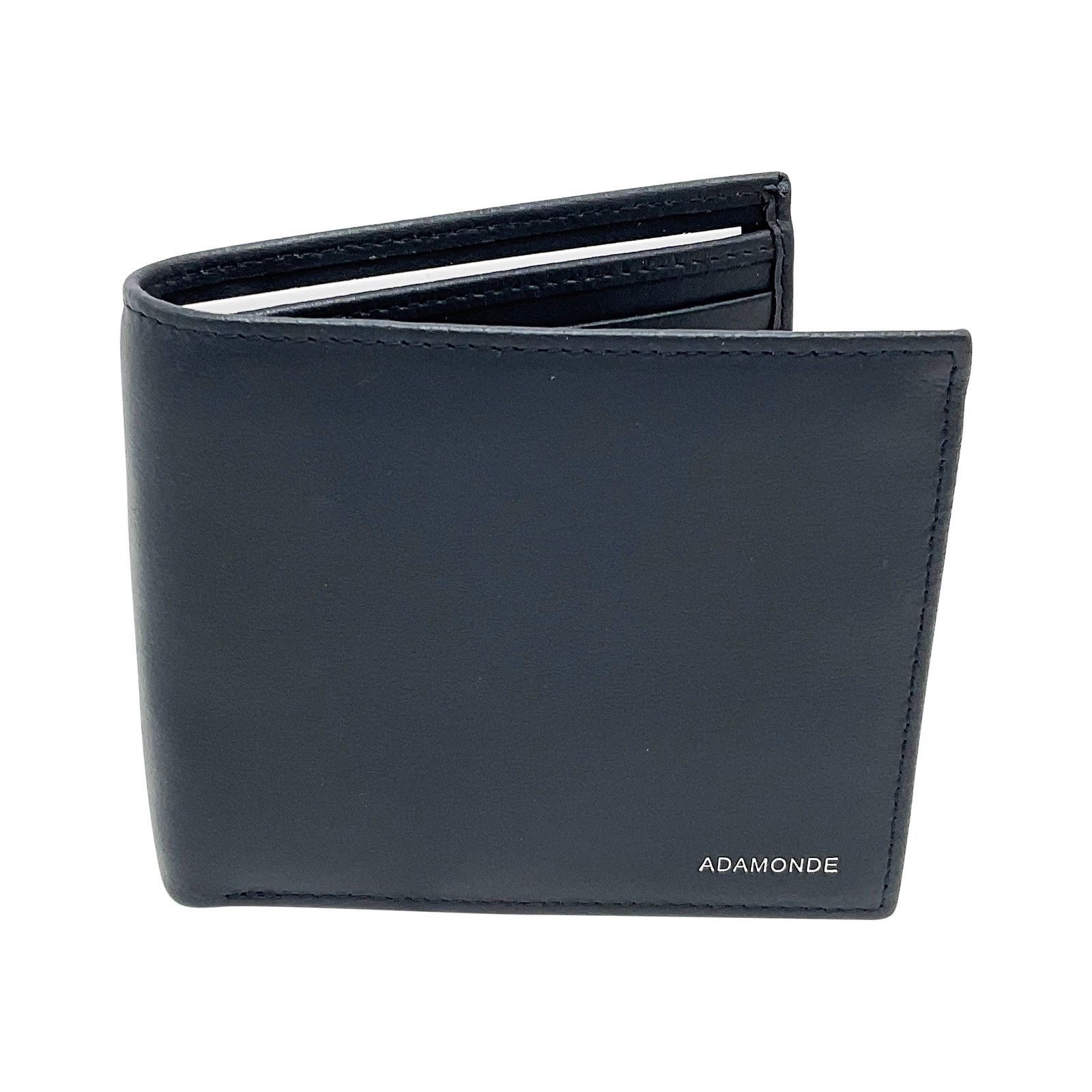 Handmade Men's minimalist dark navy leather wallet with ID window Size ONE SIZE - 6 Thumbnail