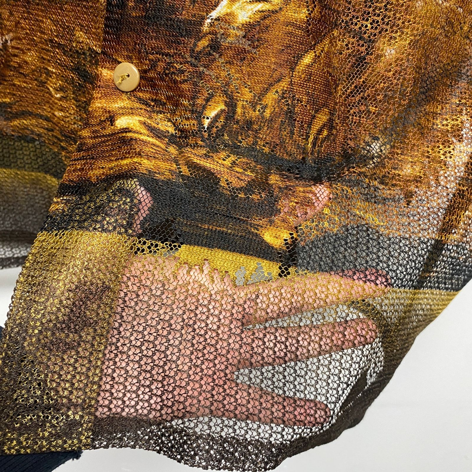 Vintage Vintage Hop Lite Sheer Mesh Tiger Print Button Up Shirt Size US XL / EU 56 / 4 - 3 Thumbnail