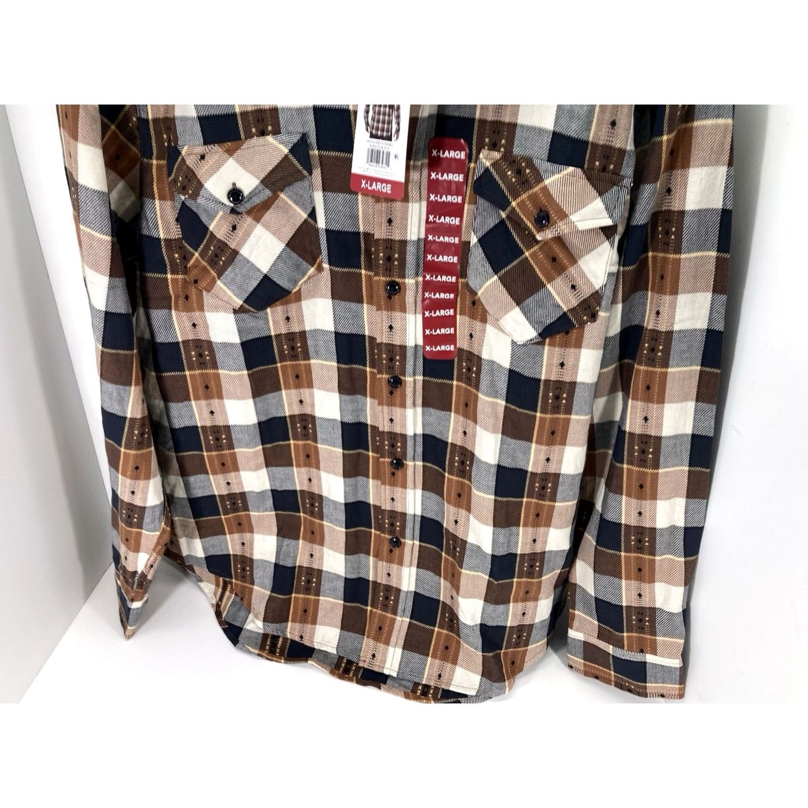 Frye Frye Jacquard Flannel Shirt Men XL Brown Plaid Long Sleeve Button NWT Size US XL / EU 56 / 4 - 3 Thumbnail