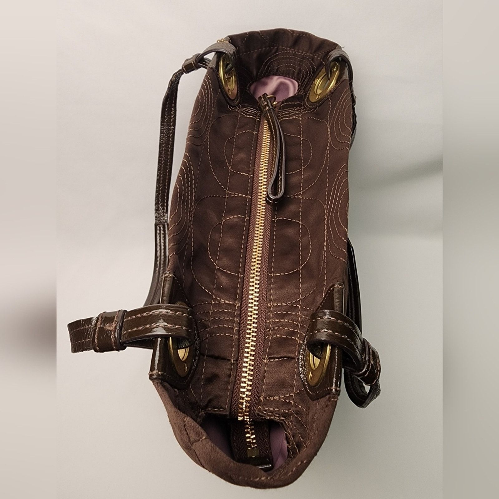 Coach Coach purple satin and enamel Brown Tote Bag J0973 Size ONE SIZE - 2 Thumbnail