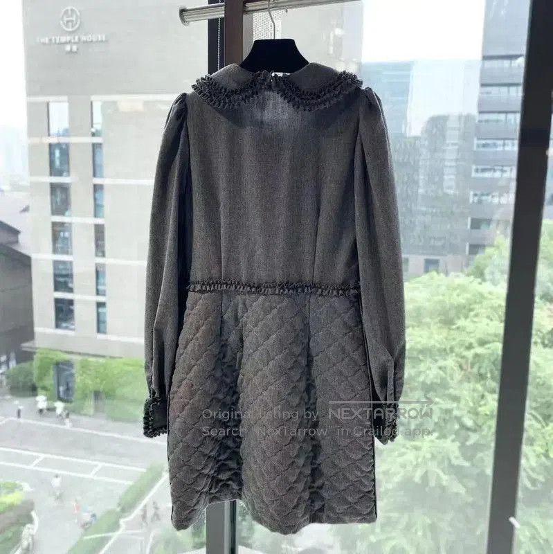 Fendi Fendi Gray Wool Dress with Ruffle Details . Size XXS / US 00 / IT 34 - 2 Thumbnail