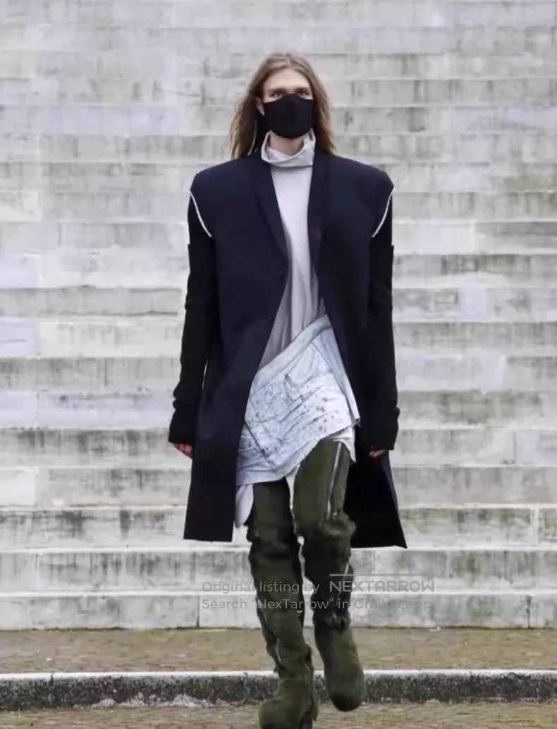 Rick Owens RICK OWENS Oversized Shoulder Patchwork Coat Size US XXS / EU 40 - 7 Thumbnail