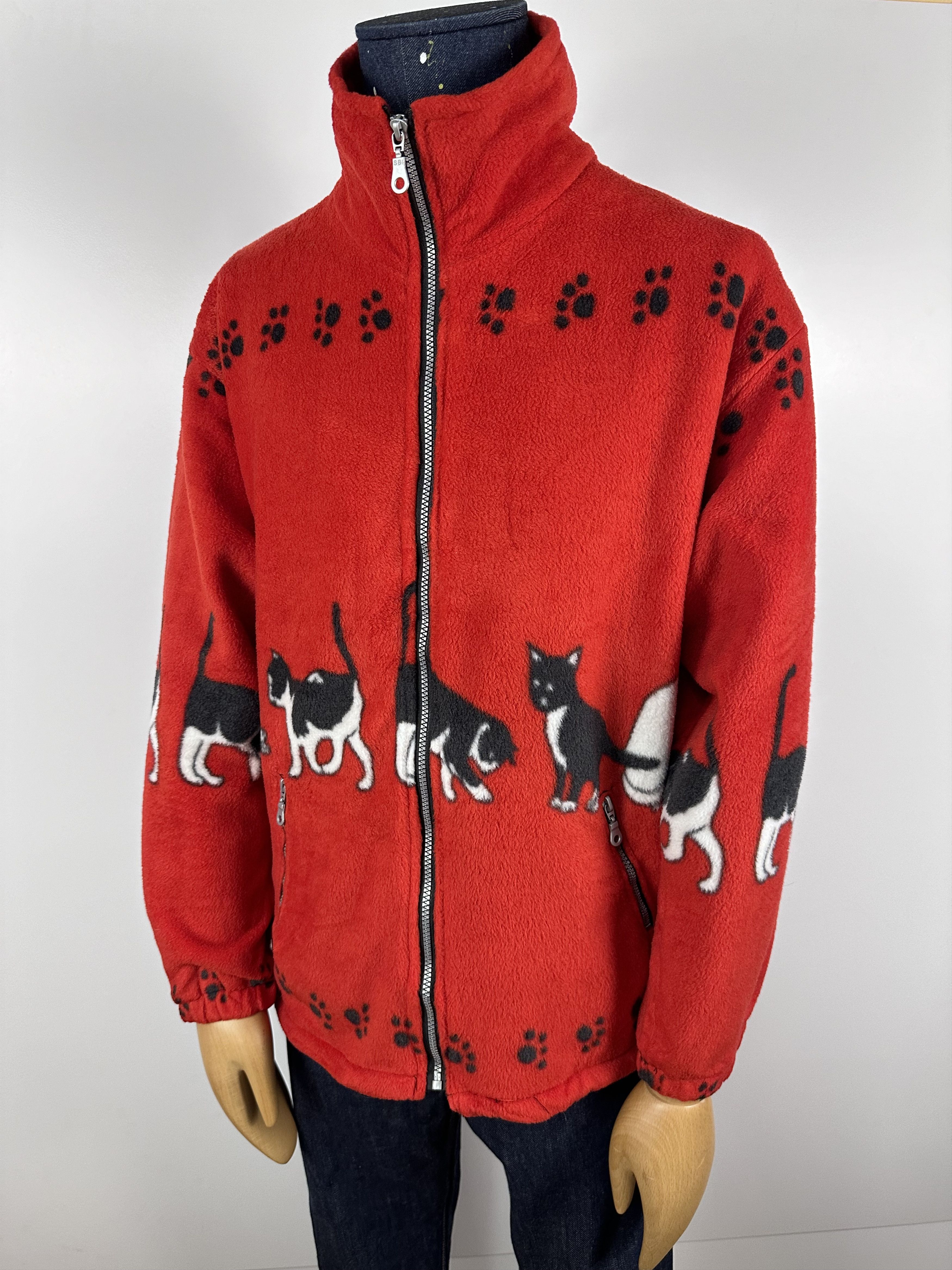 Vintage Vintage Cats Fleece Jacket Sherpa Warm Overprint Nature Sz S Size US S / EU 44-46 / 1 - 1 Thumbnail