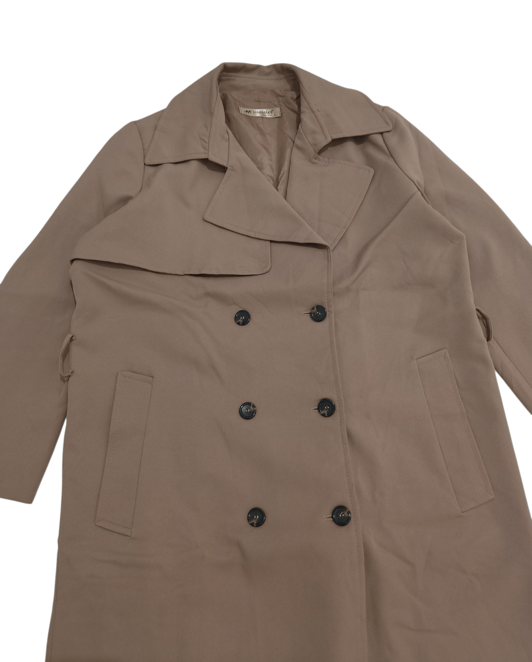 Other MAKMAKS Women's Brown Korean Trench Coat / Spy Coat Size L / US 10 / IT 46 - 2 Thumbnail