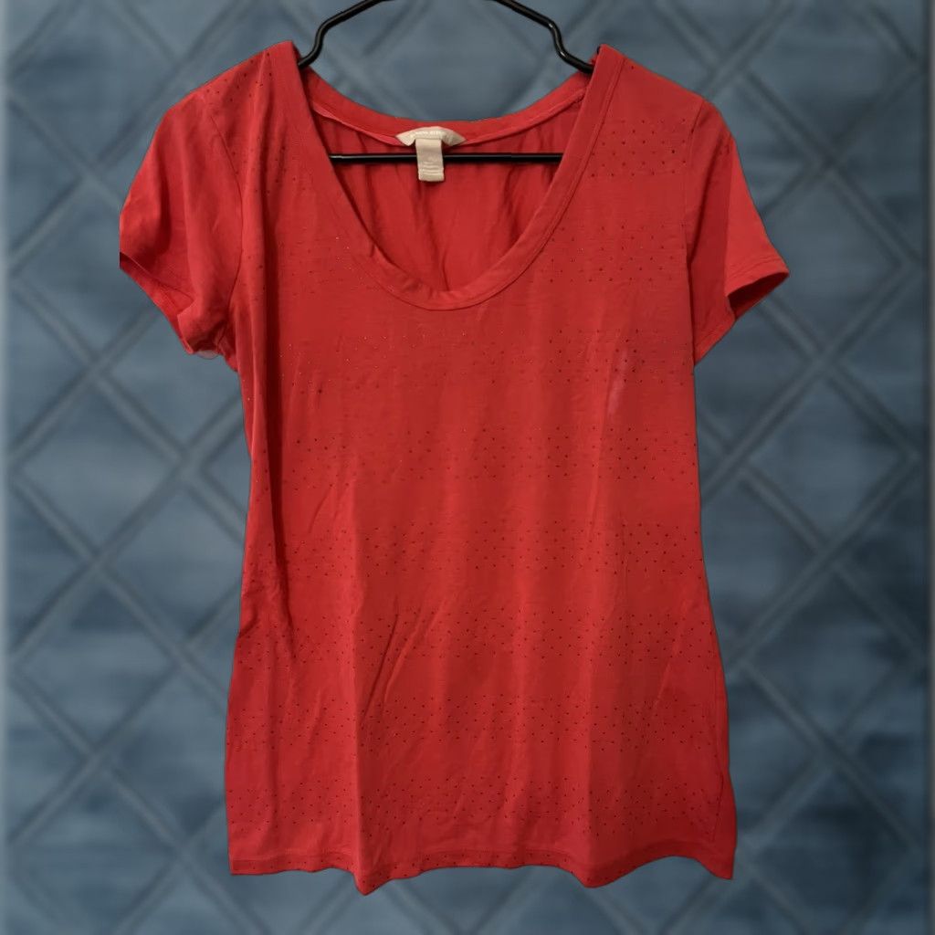 Banana Republic Banana Republic V-Neck Shirt Blouse Medium Orange Womens Solid Short Sleeve Size M / US 6-8 / IT 42-44 - 1 Thumbnail