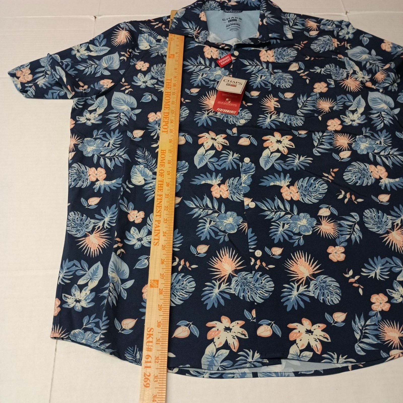 Chaps Chaps Woven Shirt Men's Size 2XL Blue Floral Stretch UPF 50 Size US XXL / EU 58 / 5 - 6 Thumbnail