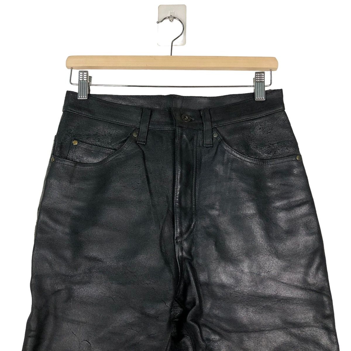 Harley Davidson 🔥VINTAGE LEATHER BIKER PANTS HARLEY DAVIDSON USA RACER Size US 28 / EU 44 - 3 Thumbnail