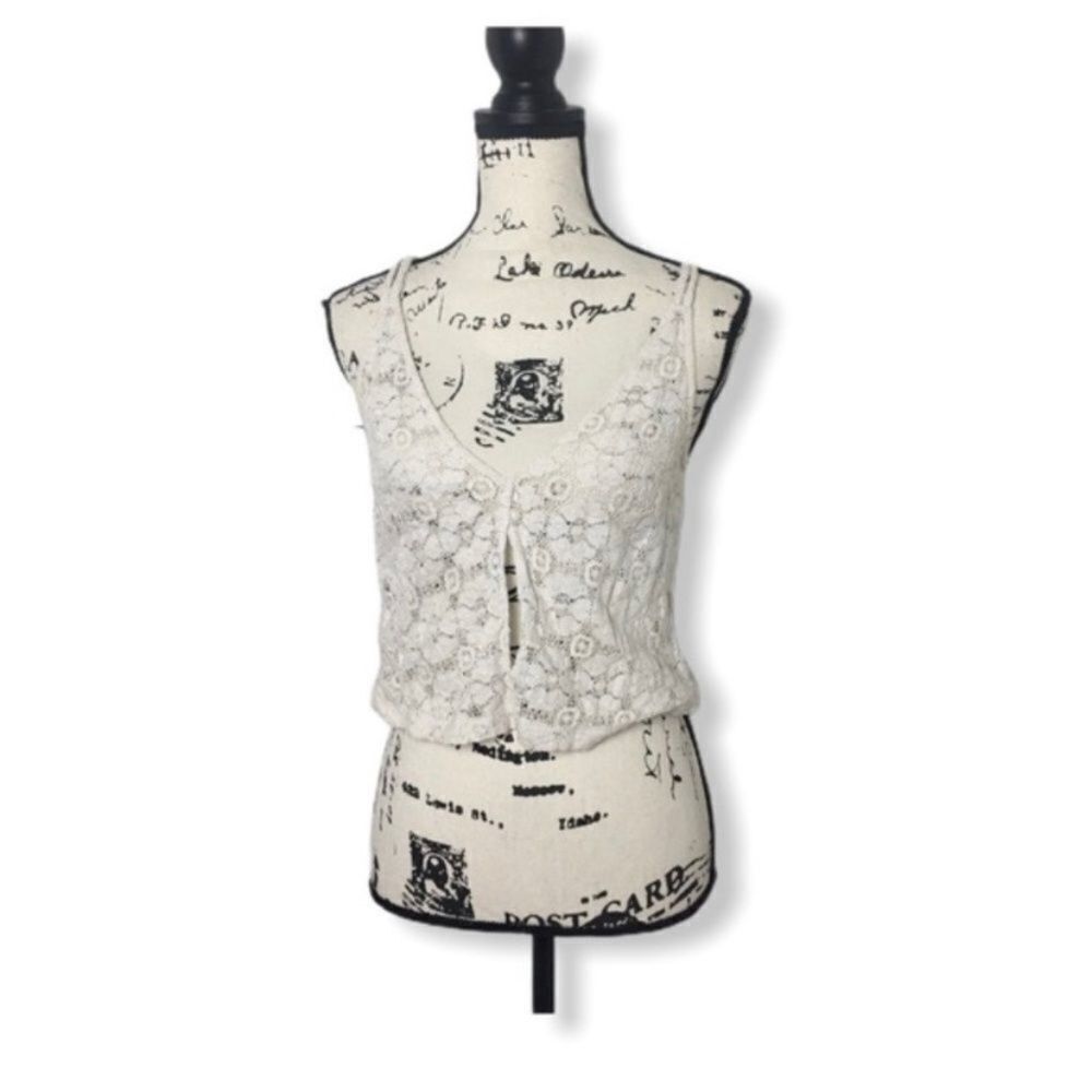 Reformation Reformation White Crochet Cropped Tank Top Women’s Size Smal Size S / US 4 / IT 40 - 1 Thumbnail