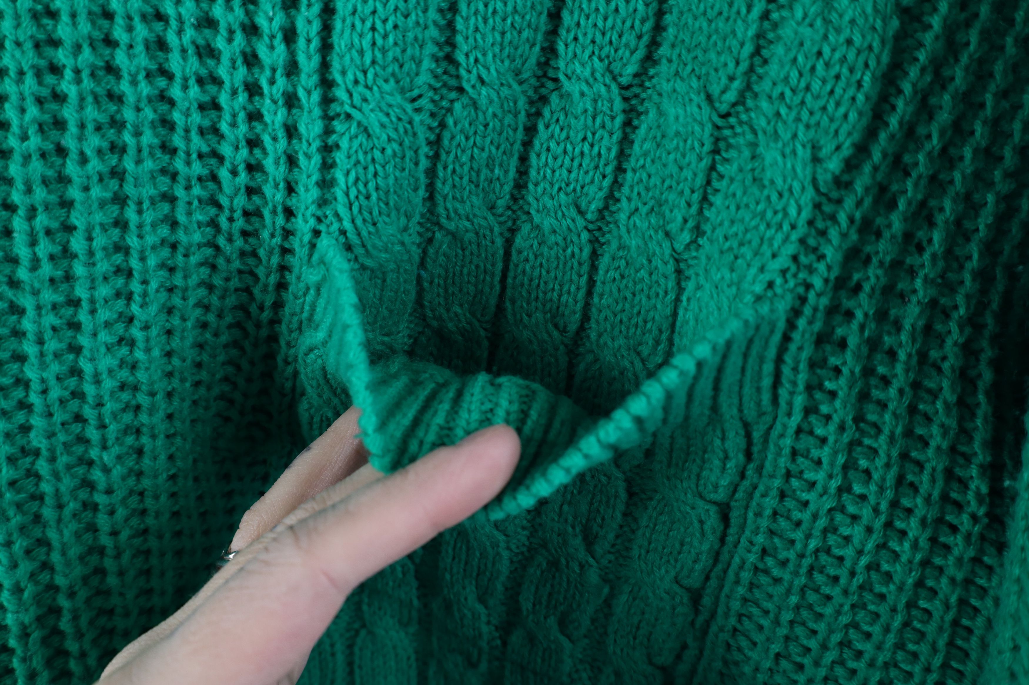 Vintage Vintage 90s Streetwear Ribbed Cable Knit Sweater Green Size XL / US 12-14 / IT 48-50 - 4 Thumbnail