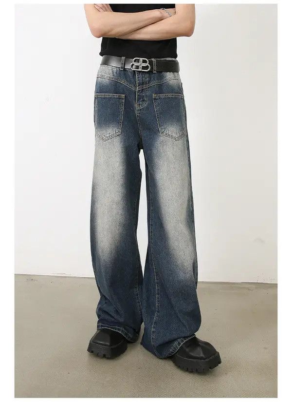 Japanese Brand Kahori x Rena Men's loose straight washed distressed jeans Size US 32 / EU 48 - 2 Thumbnail