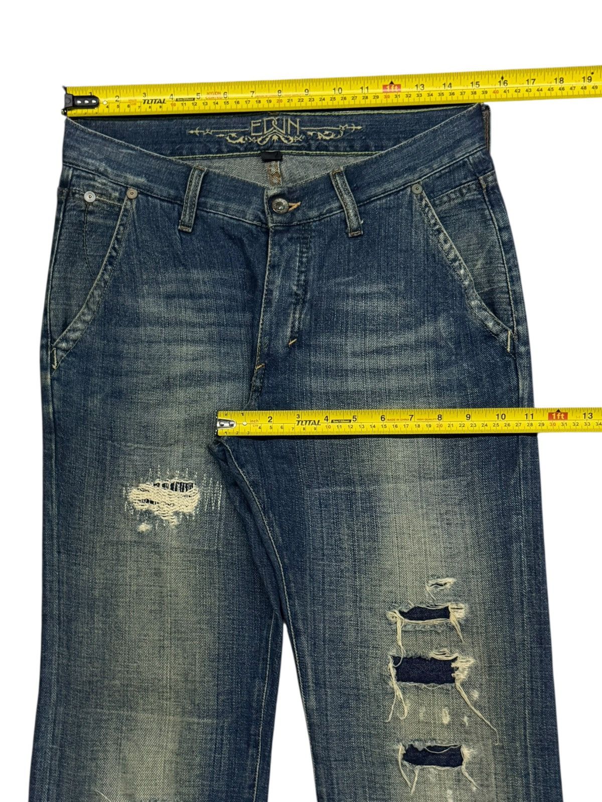 EDUN Vintage Edun Japanese Brand Y2K Distressed Denim Jeans | W30 Size US 30 / EU 46 - 15 Thumbnail