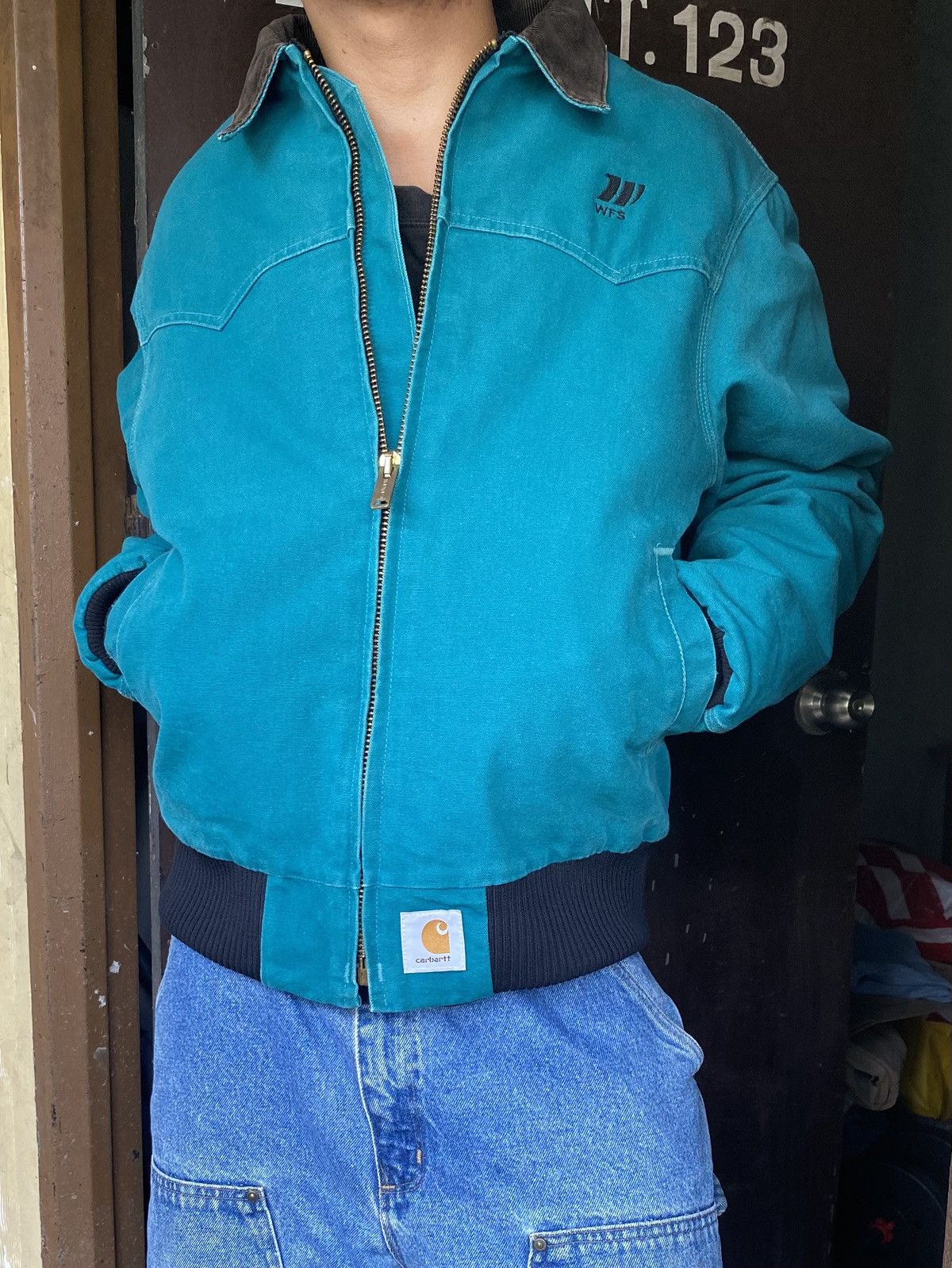 Carhartt SOLD OUT Vintage Carhartt Santa fe JQ2132 AQUA Western Size US L / EU 52-54 / 3 - 6 Thumbnail