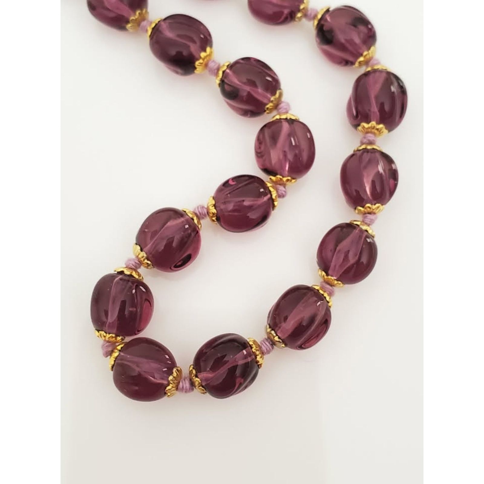 Other Vintage Purple Glass Knotted Bead Necklace Size ONE SIZE - 2 Thumbnail