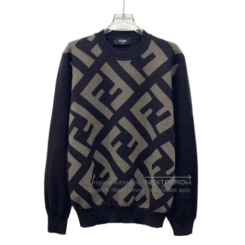 Fendi Fendi Multicolor logo letter print merino wool round neck Size US M / EU 48-50 / 2 - 1 Thumbnail