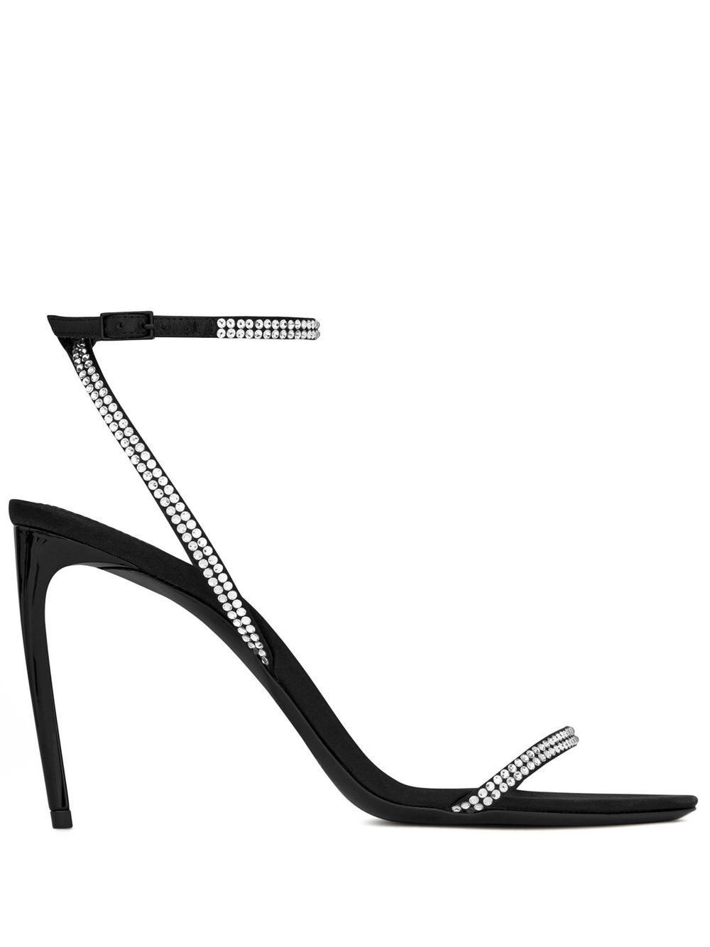 Saint Laurent Paris GEORGIA sandals in crepe satin with rhinestones Size US 7 / IT 37 - 1 Thumbnail