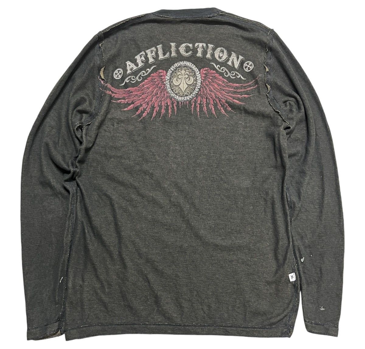 Affliction × Vintage Vintage Affliction Distressed Thermal Longsleeve T Shirt Size US M / EU 48-50 / 2 - 3 Thumbnail