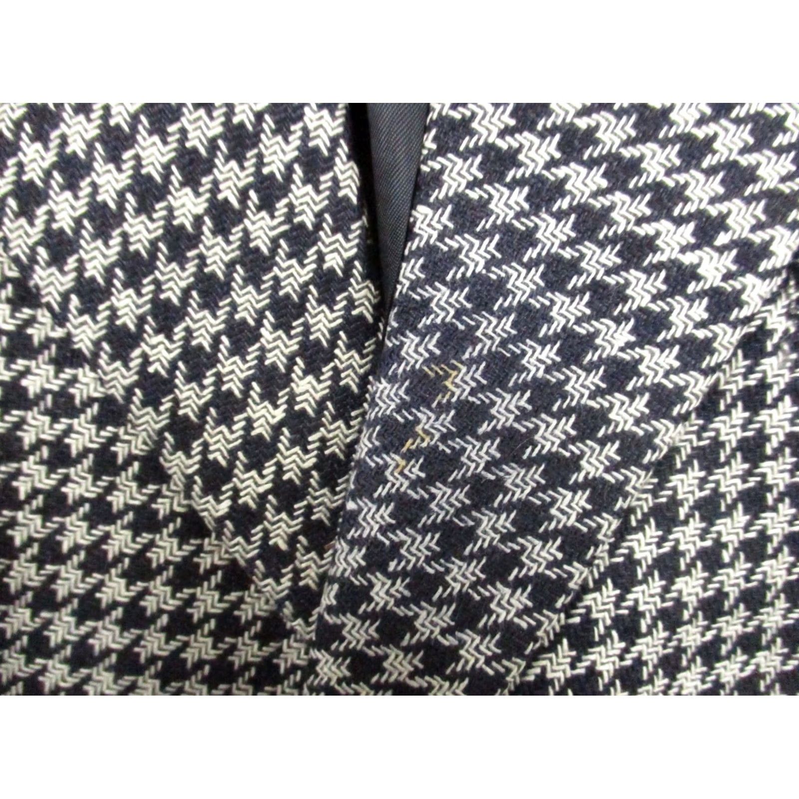 Vintage Franco Tassi Sport Coat Blazer Mens 40R Beige Houndstooth Wool - Business/Casual/Formal - Vintage Size 40R - 4 Thumbnail