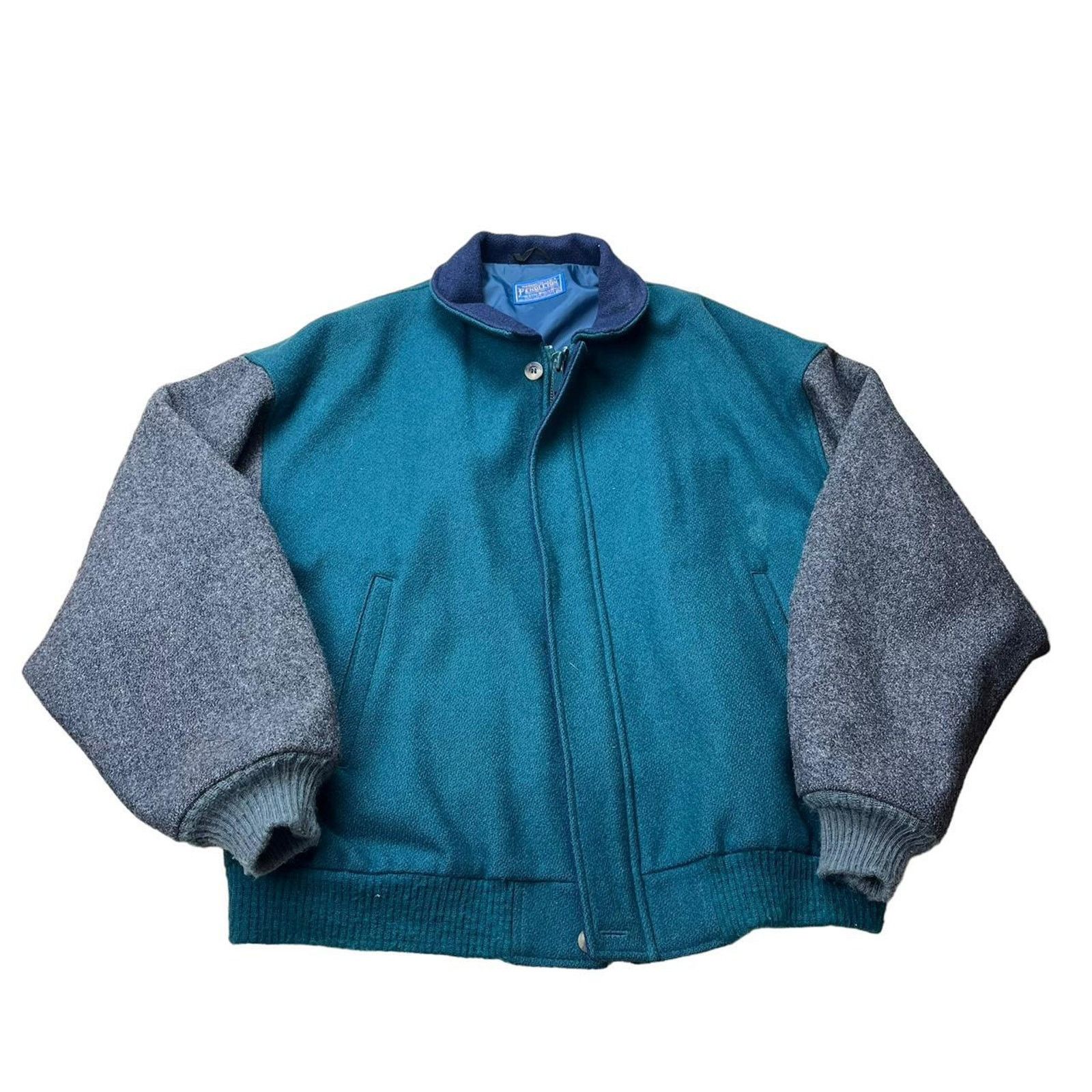 Pendleton Vintage Pendleton Wool Bomber Jacket in Green and Gray Size US XL / EU 56 / 4 - 2 Thumbnail