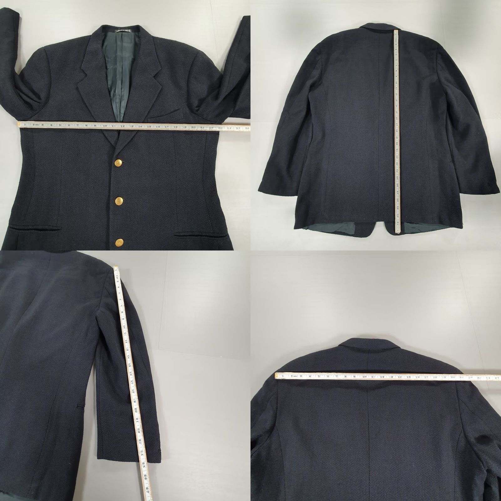 Giorgio Armani Giorgio Armani Collezioni Mens Blazer Navy Blue 44 R Tweed Herringbone Jacket Size 44R - 8 Thumbnail