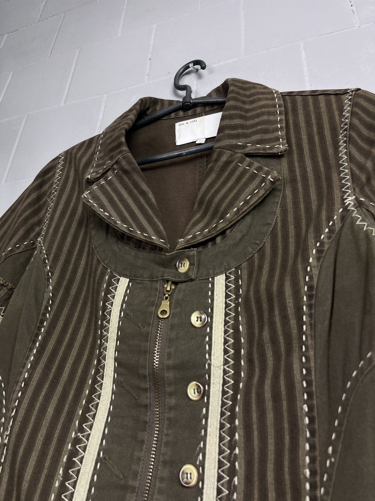 Vintage RECONSTRUCTED SASHIKO HEAVY COTTON BLAZER JACKET - 2400 Size M / US 6-8 / IT 42-44 - 6 Thumbnail
