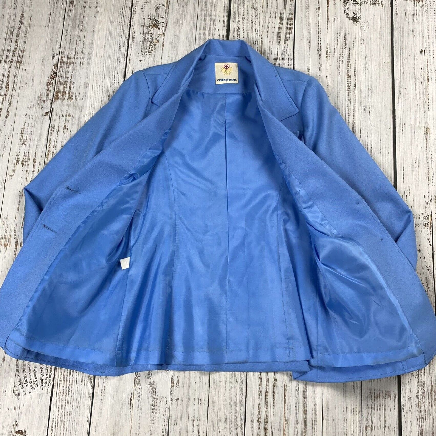 Vintage VINTAGE 70S 80S COLLEGE TOWN FITTED TAILORED BLAZER WOMENS M/L BLUE LADIES Size M / US 6-8 / IT 42-44 - 5 Thumbnail