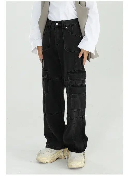 Anime × Japanese Brand × Jean Pants Vintage washed loose wide-leg work jeans Size US 32 / EU 48 - 2 Thumbnail