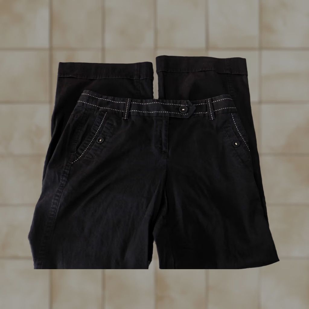 Ann Taylor Ann Taylor Loft Pants Womens Chino Straight 8 Black Cotton Spandex Knit Inseam 30 Comfort Casual Regular Medium Rise 8.5-10.5 Inseam 30 Black Size 30" / US 8 / IT 44 - 1 Thumbnail