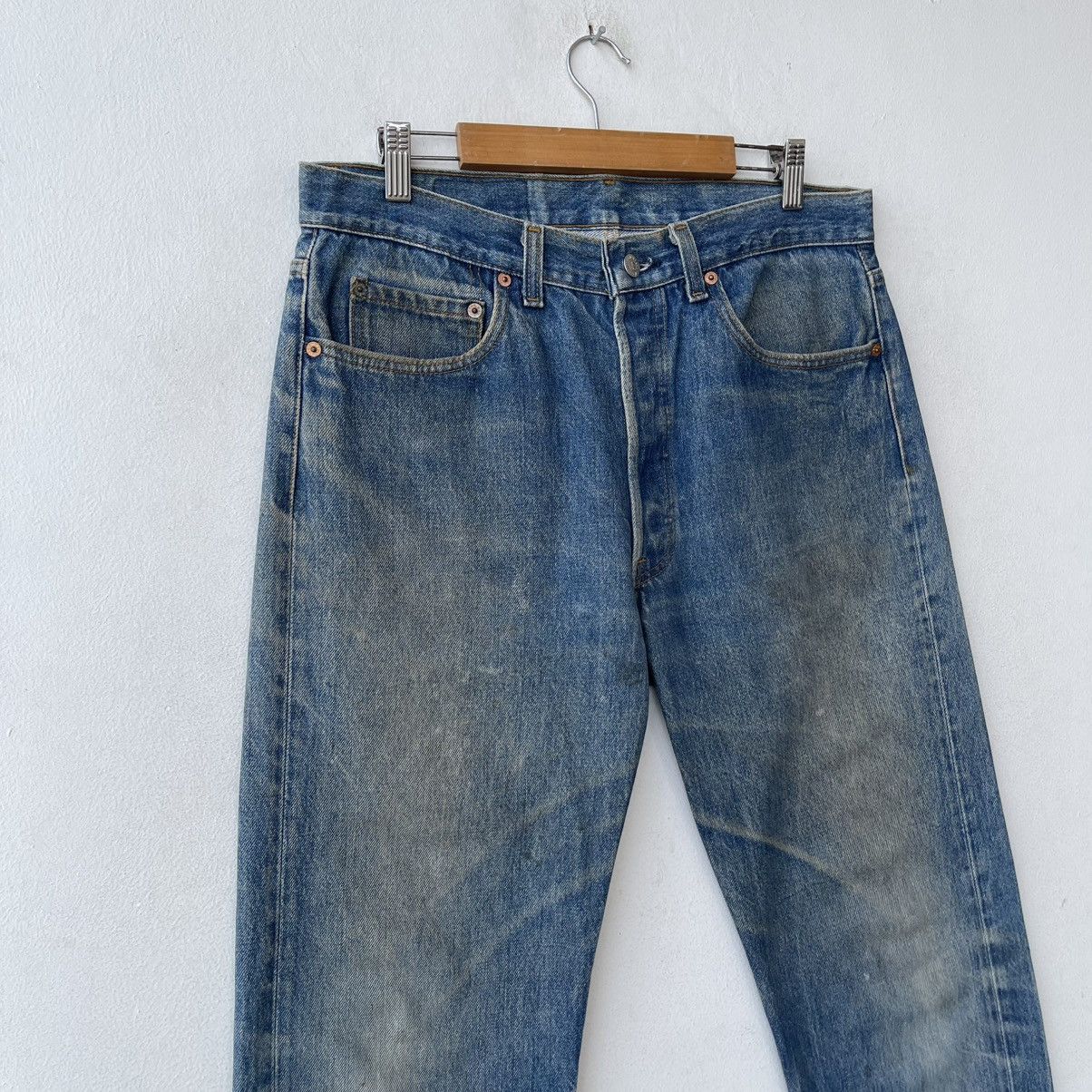 Levi's Vintage 80s Levi's 501 Heavy Vintage Wash Denim Jeans Size US 34 / EU 50 - 4 Thumbnail