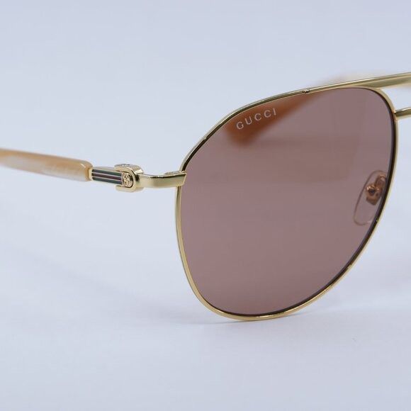 Gucci 🕶️ New Gucci GG1220S 003 Sunglasses - Gold Frame, Cognac Size ONE SIZE - 10 Thumbnail