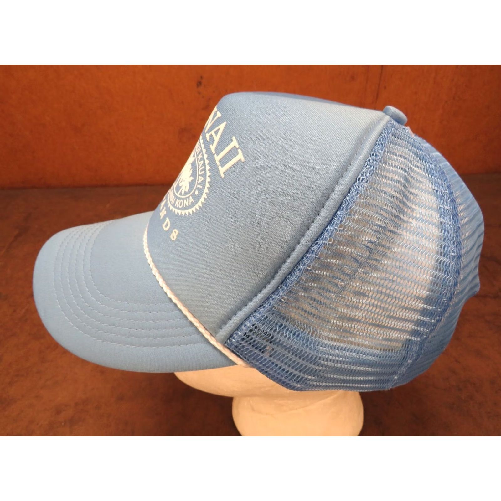 Vintage VINTAGE Hawaiian Islands Maui Kauai Molokai Lanai Kona Blue Snapback Hat Trucker Hat Men One Size Adjustable Blue Hawaii USA Size ONE SIZE - 2 Thumbnail