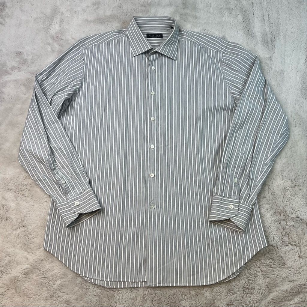 Canali Canali Classic Gray Pinstripe Dress Shirt Mens Size 43 / 17 Size 48L - 1 Thumbnail