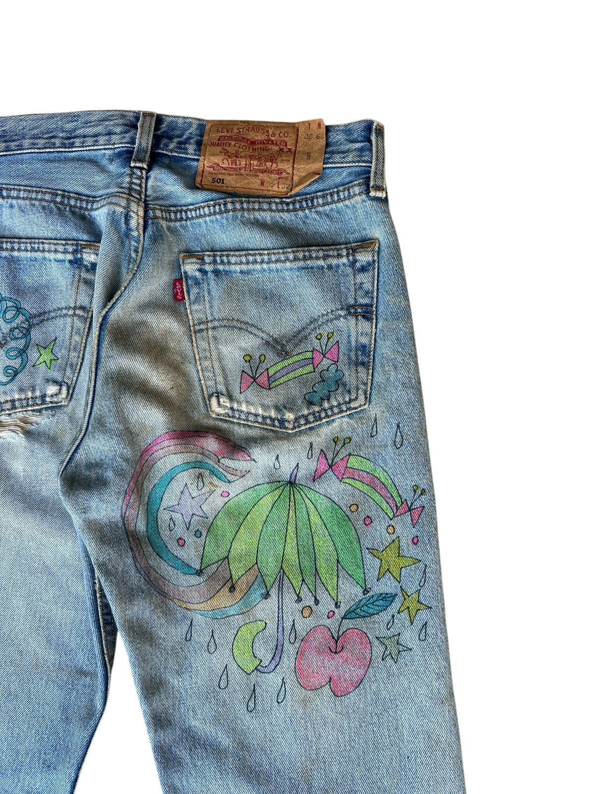 Levi's Vintage 1996 Levi’s 501 X Aditi Art Dirty Denim Jeans Size US 29 - 19 Thumbnail