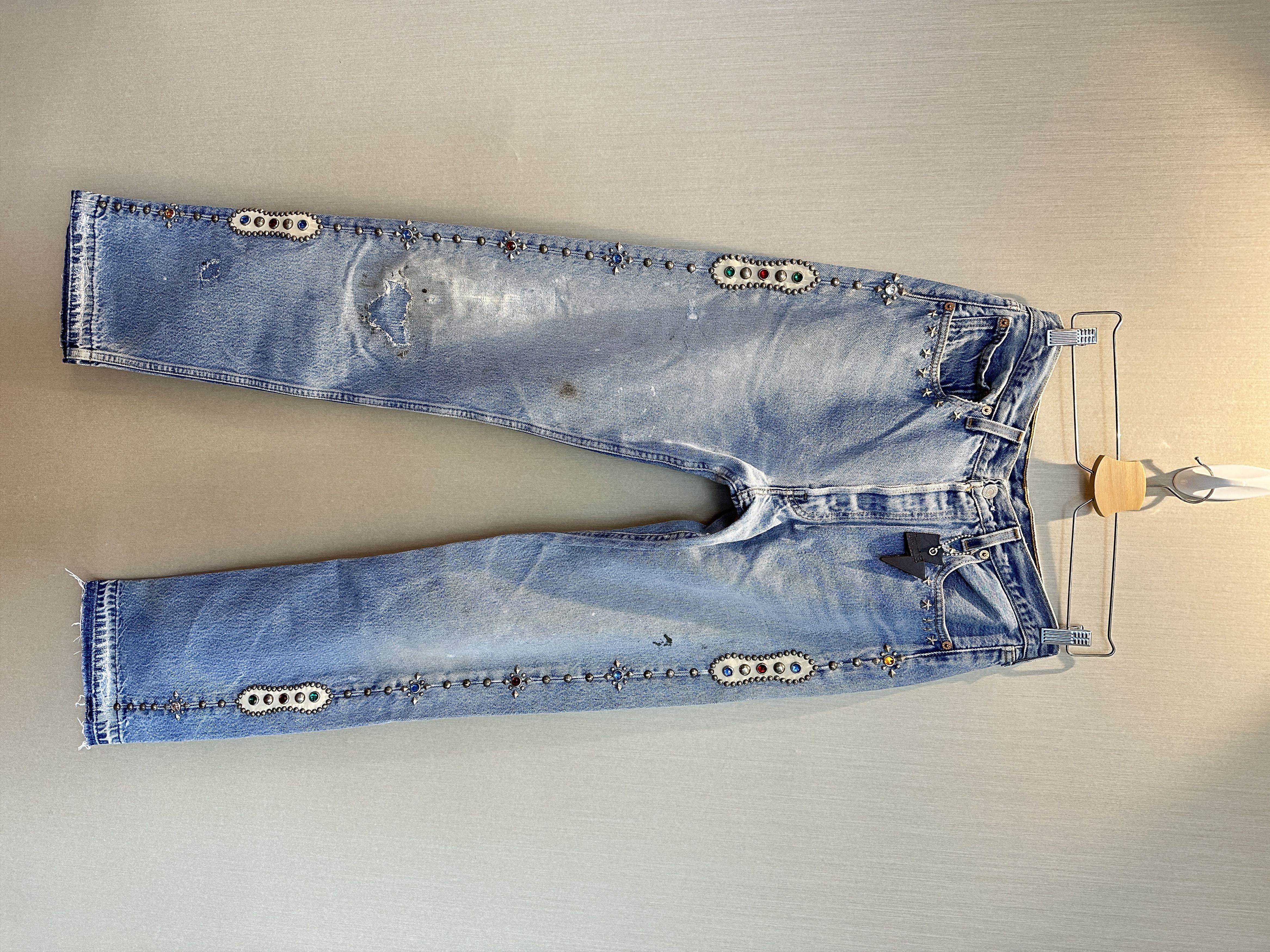 image of HTC Hollywood Trading Company x Levis Htc Irregular Humble Gemstone Studded Vintage Levi’S Jeans in