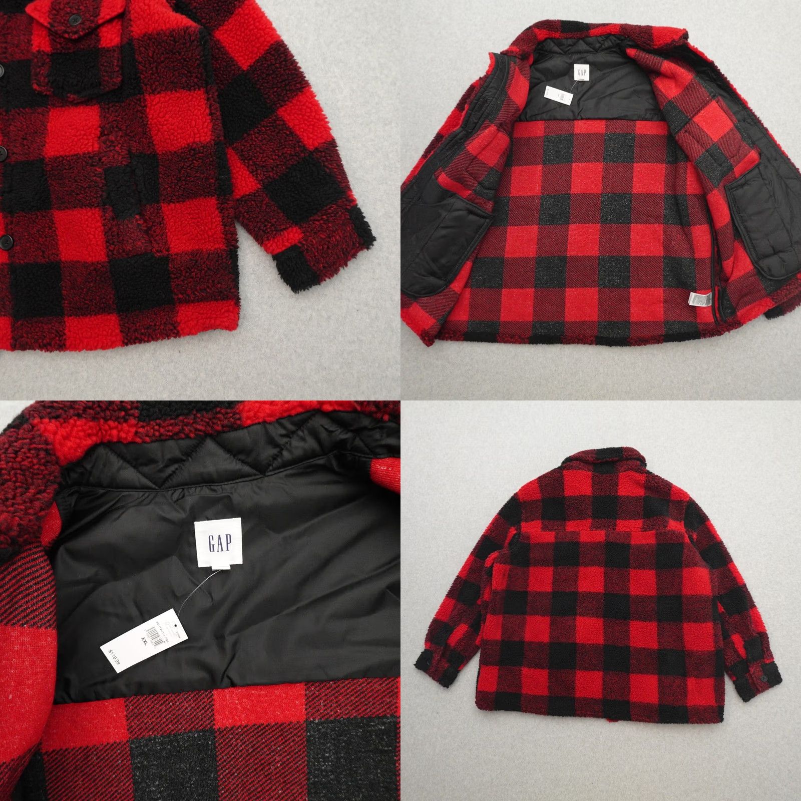 Gap GAP Womens Jacket 2XL Plaid Fleece Red Black Pockets Size XXL / US 16-18 / IT 52-54 - 8 Thumbnail