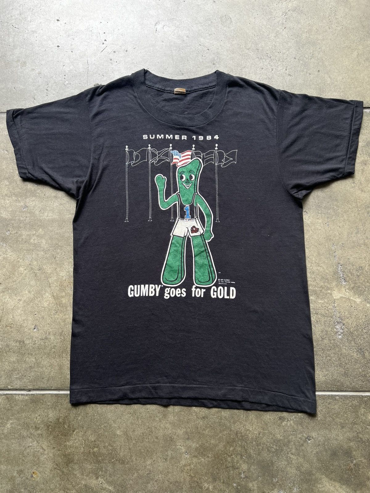 1984 Gumby Goes For Gold Summer Olympics Vintage Tee Shirt