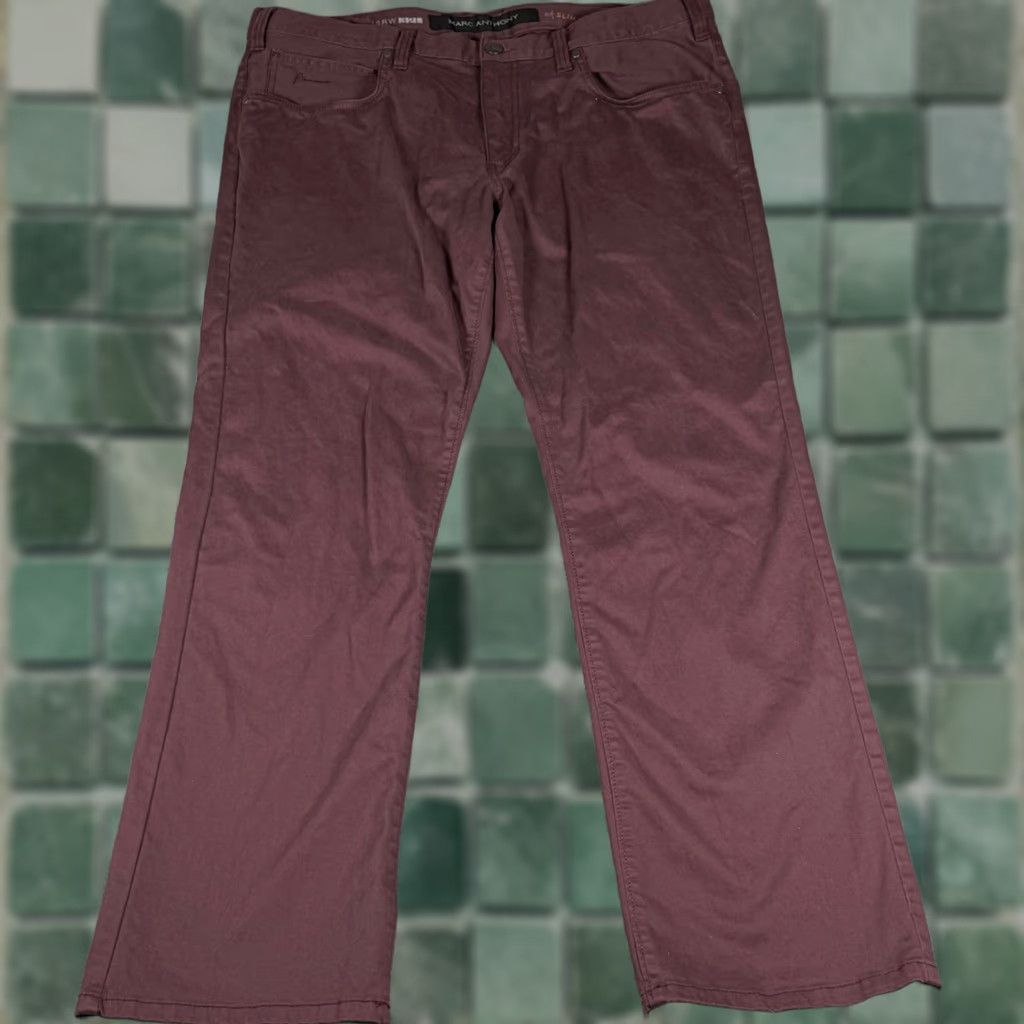 Vintage Marc Anthony Slim Fit Pants Chino Pants 38x32 Men Casual Office Burgundy maroon Slim Pretty Pants Pants Mens Shirts Size US 38 / EU 54 - 1 Thumbnail