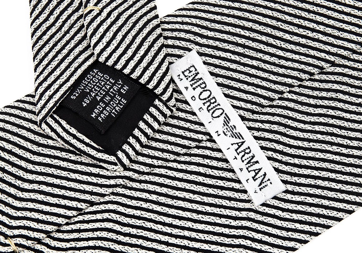 Emporio Armani Ivory Diagonal Stripe Tie Size ONE SIZE - 7 Thumbnail