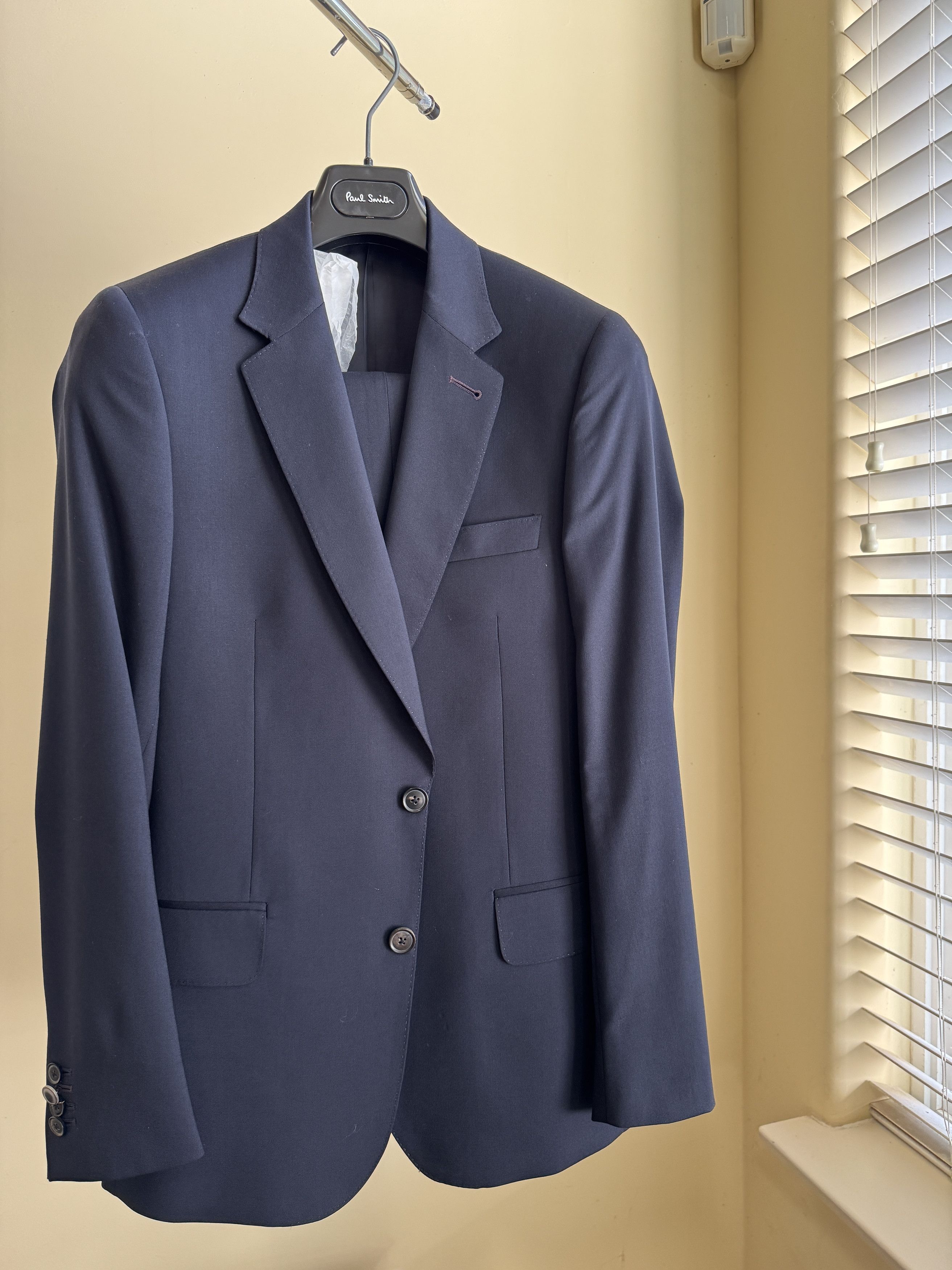 Paul Smith Navy Blue Tailored Wool Suit Size 36 R