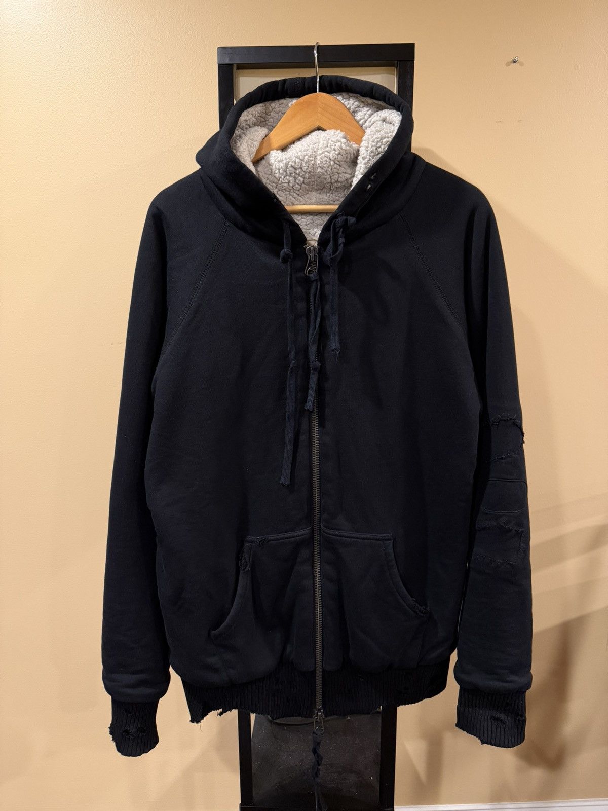 Greg Lauren Greg Lauren Black Fleece Hoodie Sherpa Lined Zip Up Hoodie Size US L / EU 52-54 / 3 - 2 Thumbnail