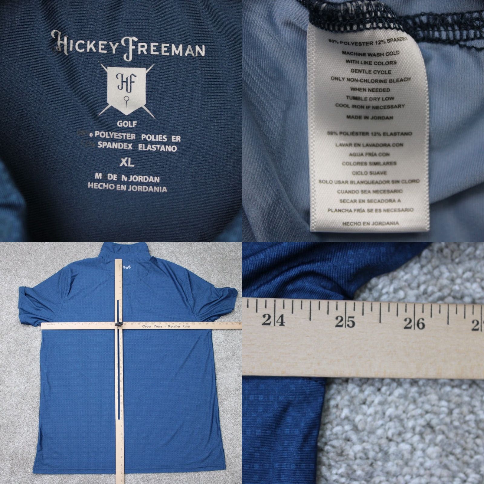 Vintage Hickey Freeman Golf Polo Shirt Mens XL Blue Geometric Stretch Short Sleeve Polo Size US XL / EU 56 / 4 - 8 Thumbnail